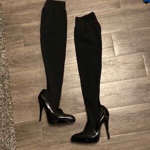 Dolce & Gabanna high heel black patent leather pumps amd socks